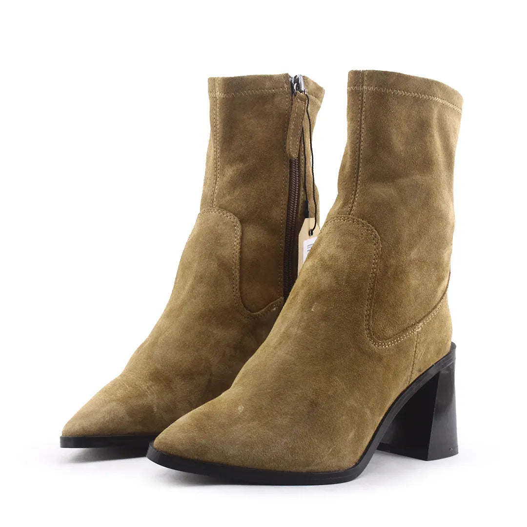 Zara Zipper Suede Ankle Boot