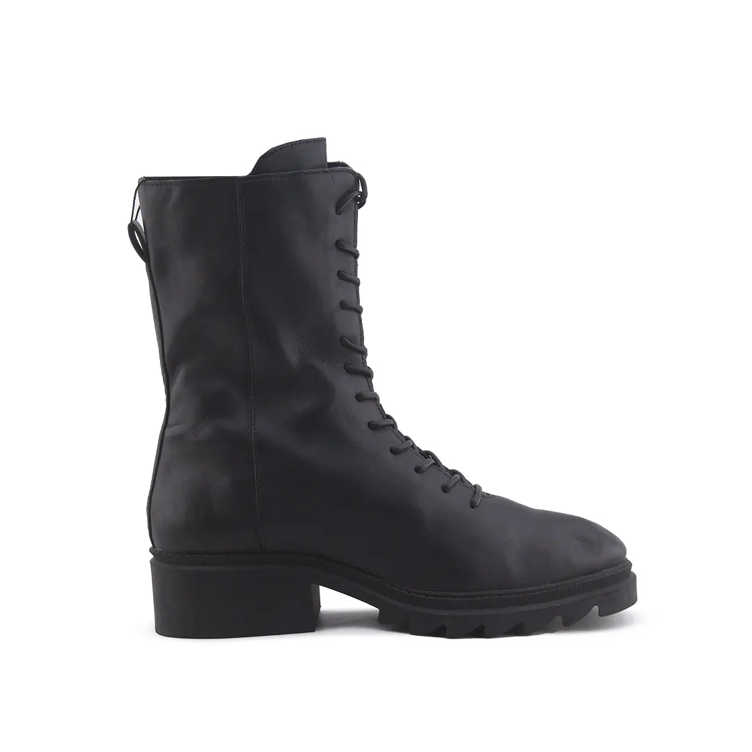 Zara Zipper Lace Up Combat Ankle Boots (100% Authentic Leather)