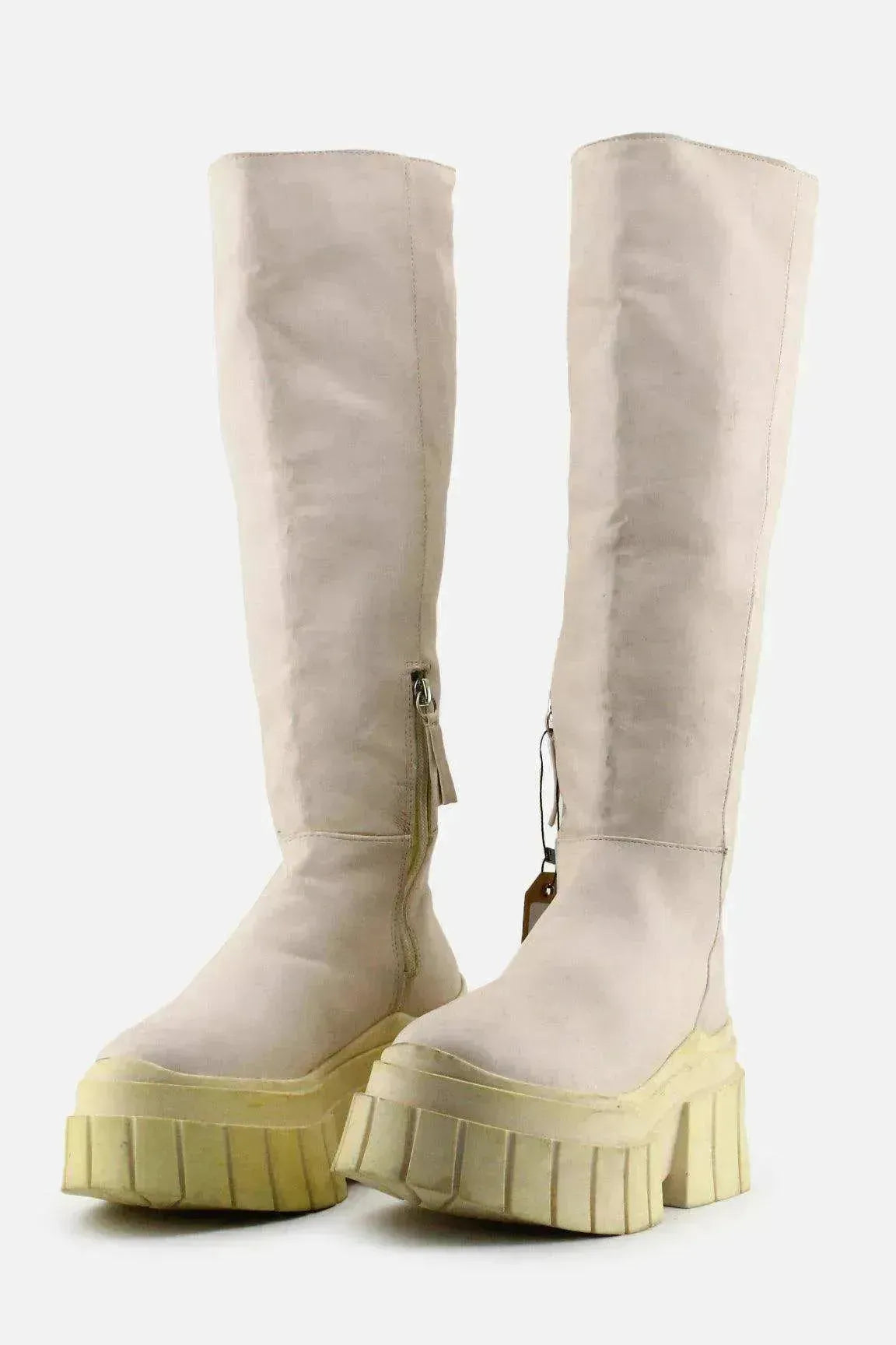 Bershka Zipper Knee High Boots | 100% Authentic Leather - sundaybazar