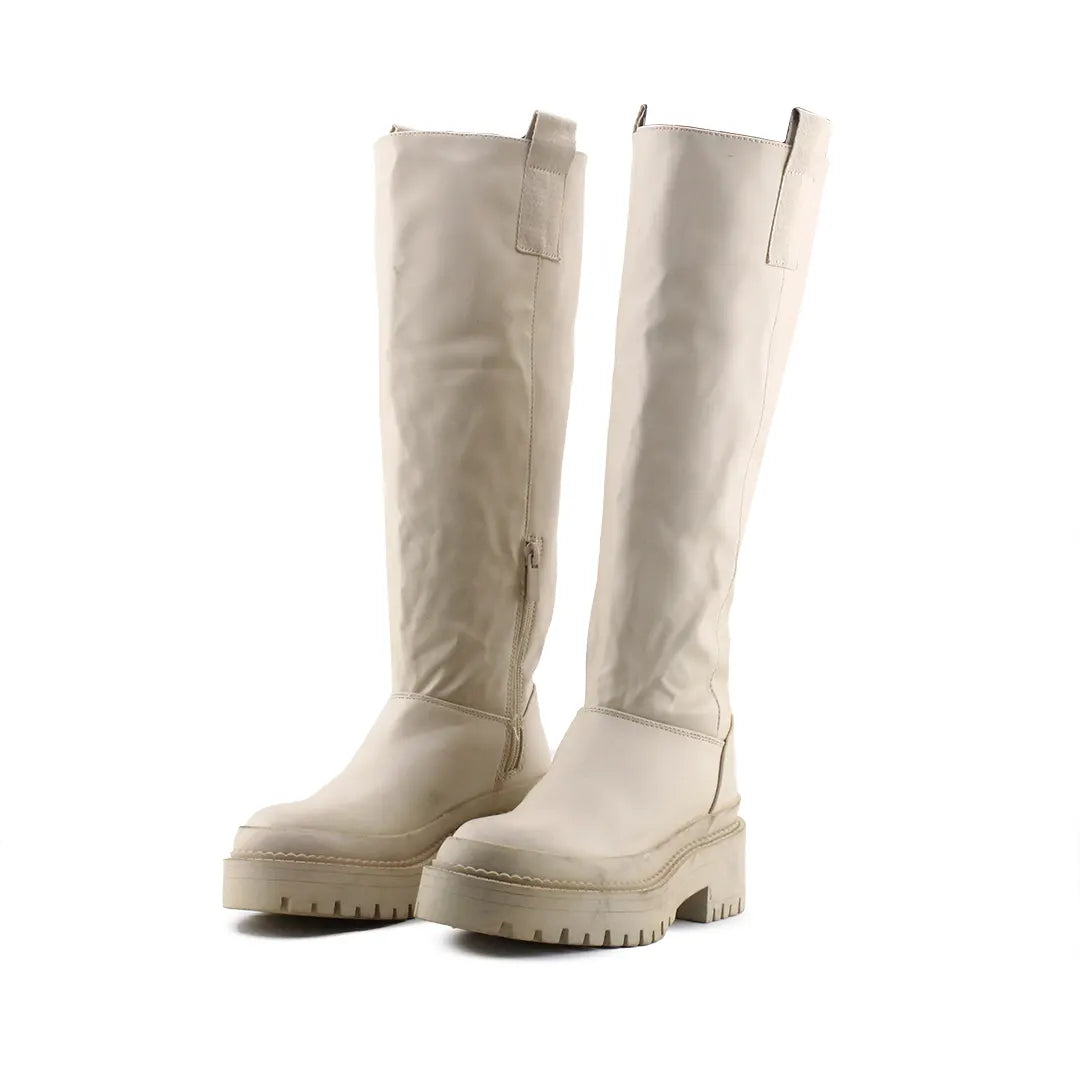 Stradivarius Zipper Knee High Boots (100% Authentic Leather)