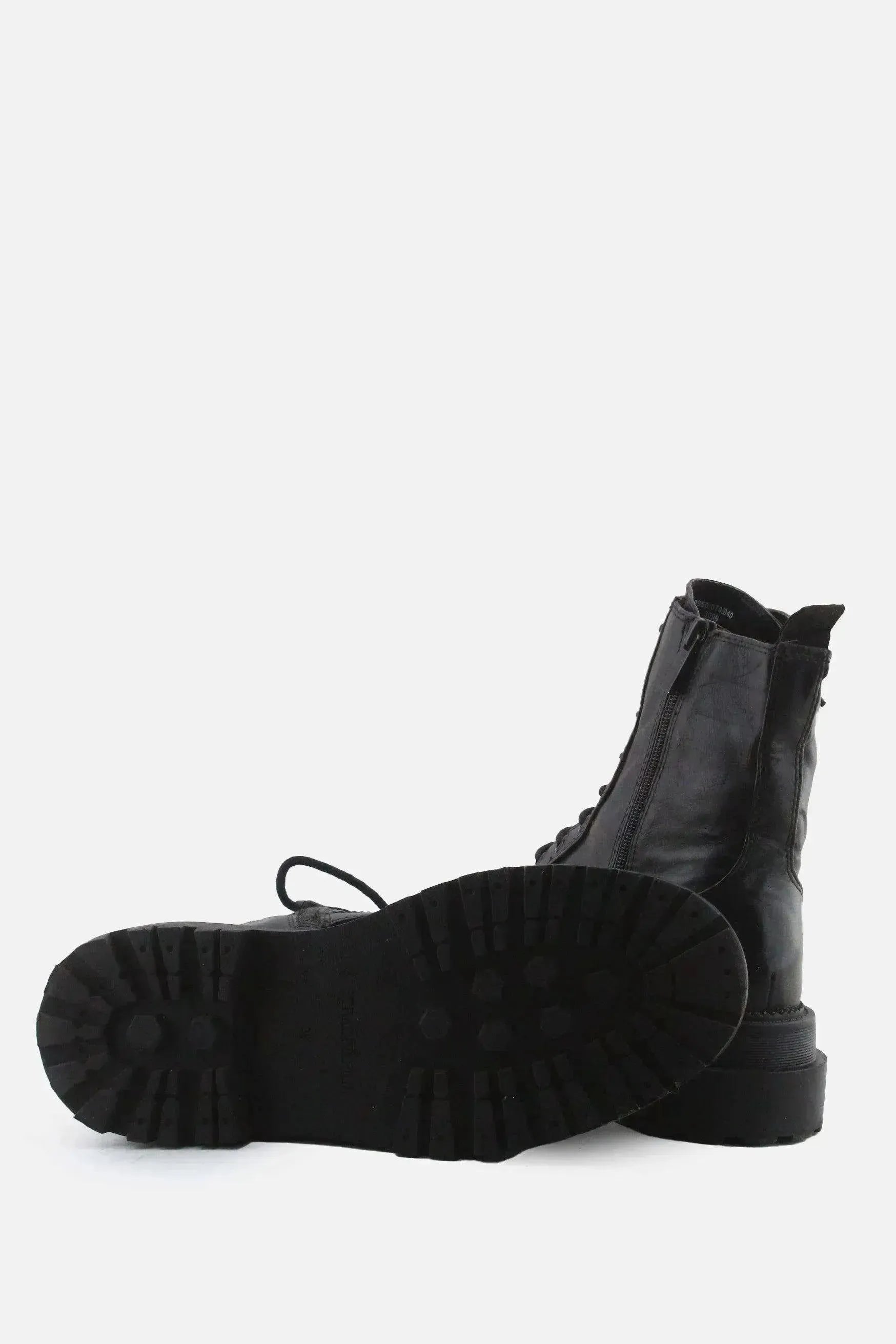 Stradivarius Zipper Laces Combat Ankle Boots | 100% Authentic Leather - sundaybazar