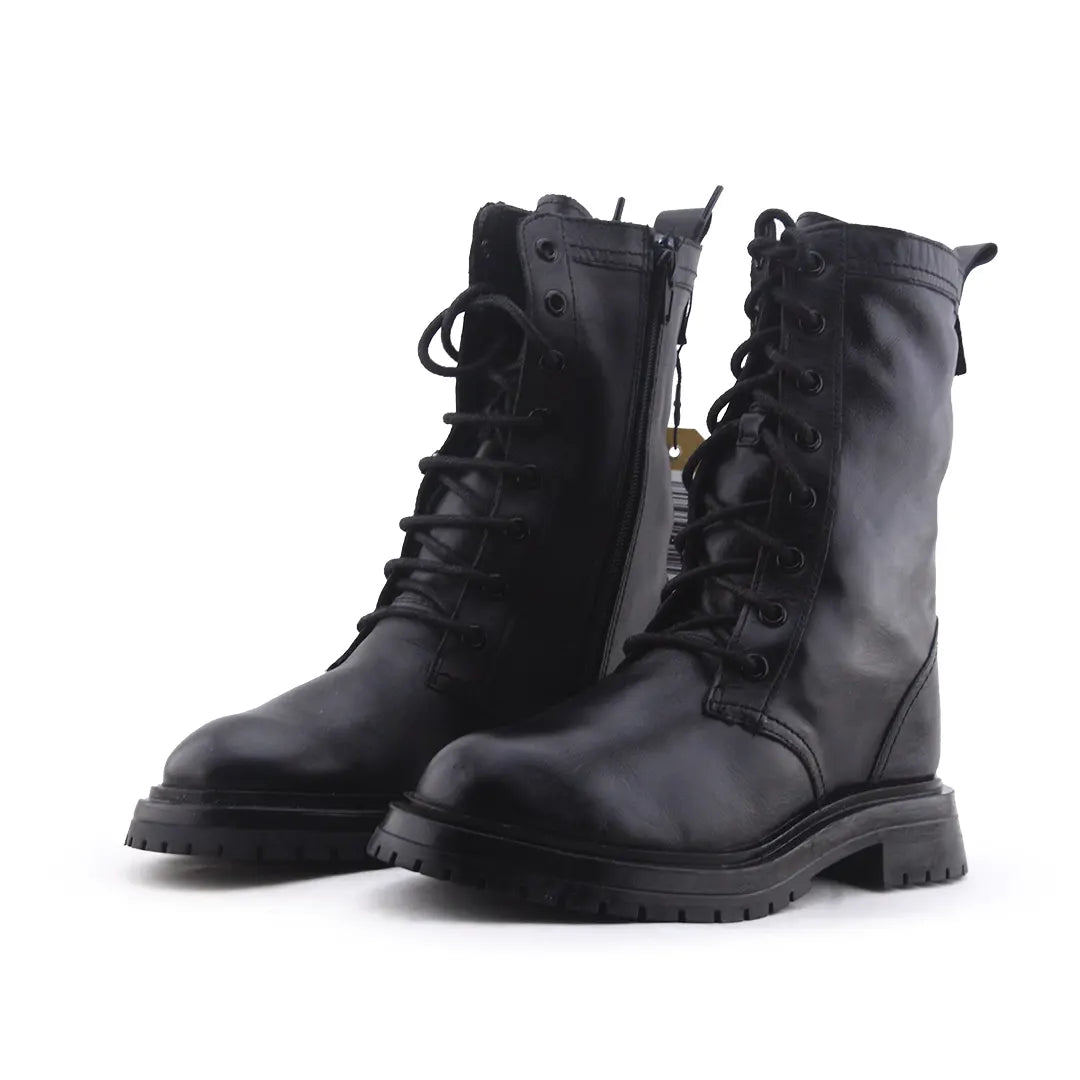 Zara Zipper Lace Up Ankle Boot | 100% Authentic Leather