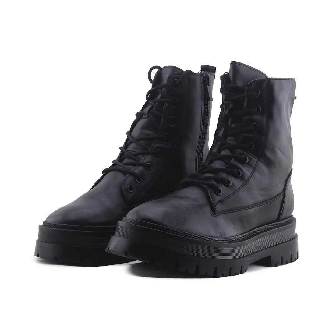 Stradivarius Zipper Lace Up Ankle Boot | 100% Authentic Leather
