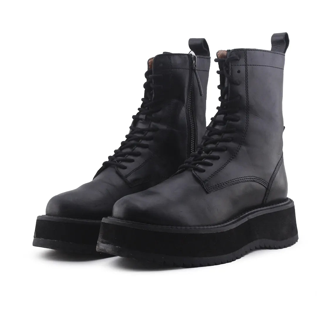 Zara Zipper Lace Up Ankle Boot | 100% Authentic Leather
