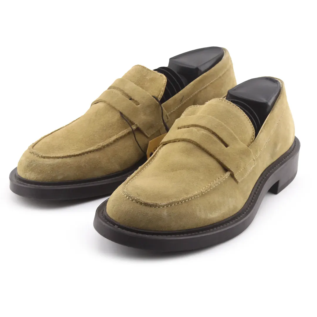 Zara Suede Slip On Penny Loafers