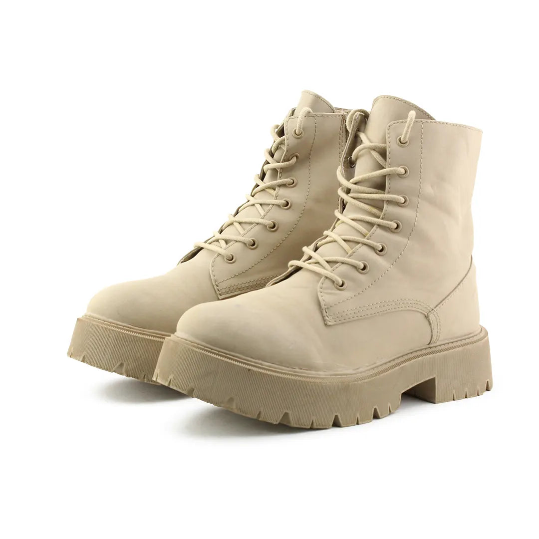 Bershka Zipper Lace Up Ankle Boot | 100% Authentic Leather