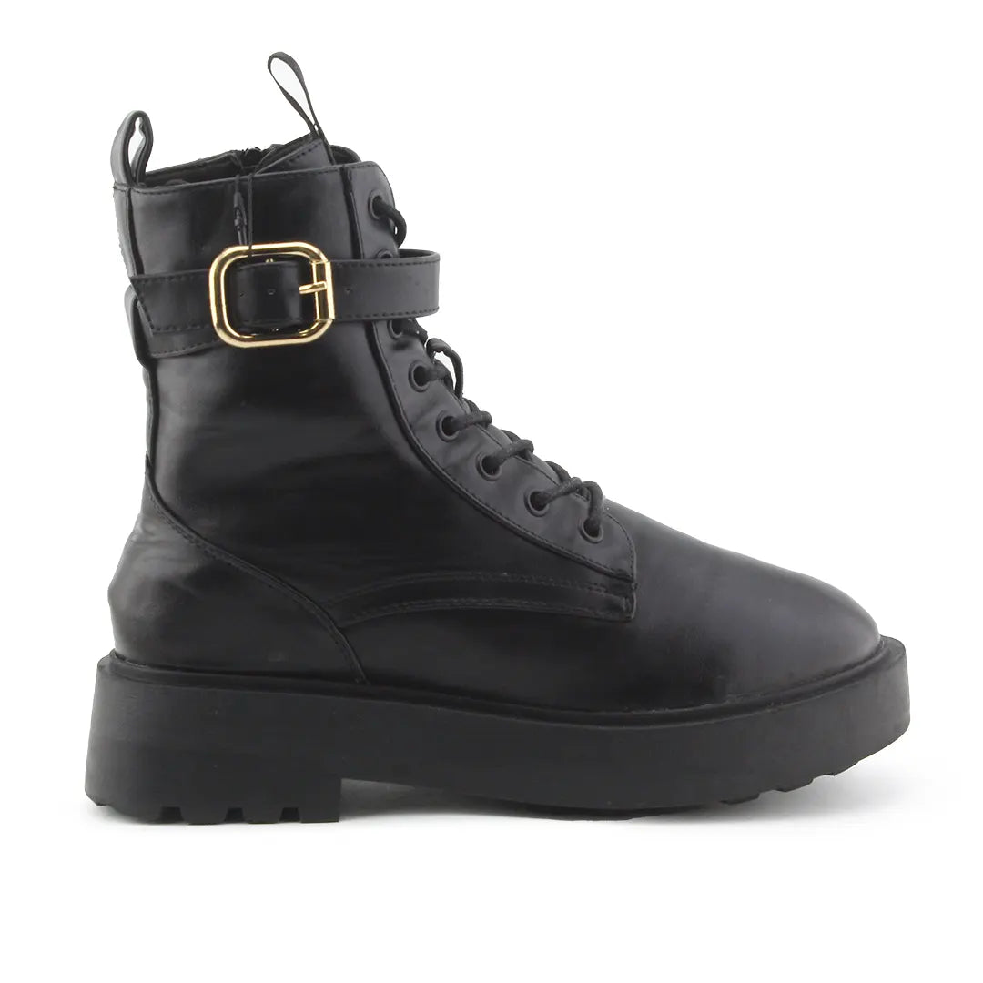 Asos Zipper Buckle Strap Lace Up Ankle Boot | 100% Authentic Leather