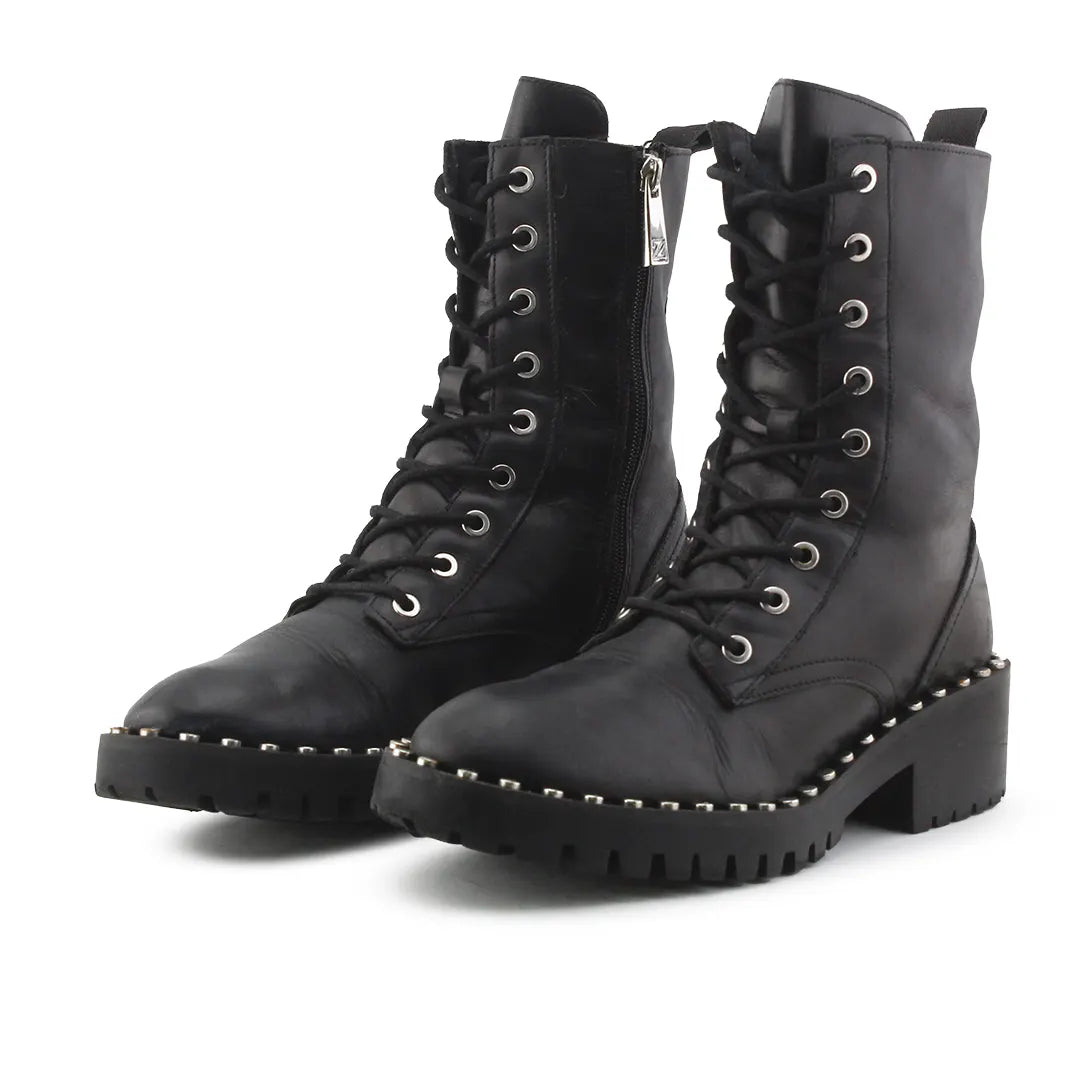 Zara Zipper Lace Up Ankle Boot | 100% Authentic Leather