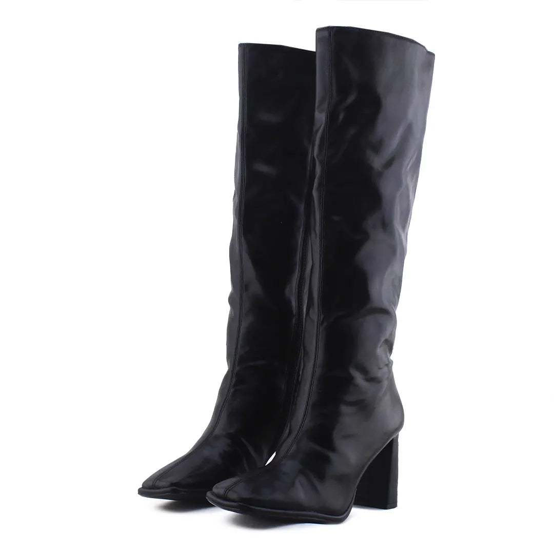 Pull & Bear Zipper Knee High Boot | 100% Authentic Leather