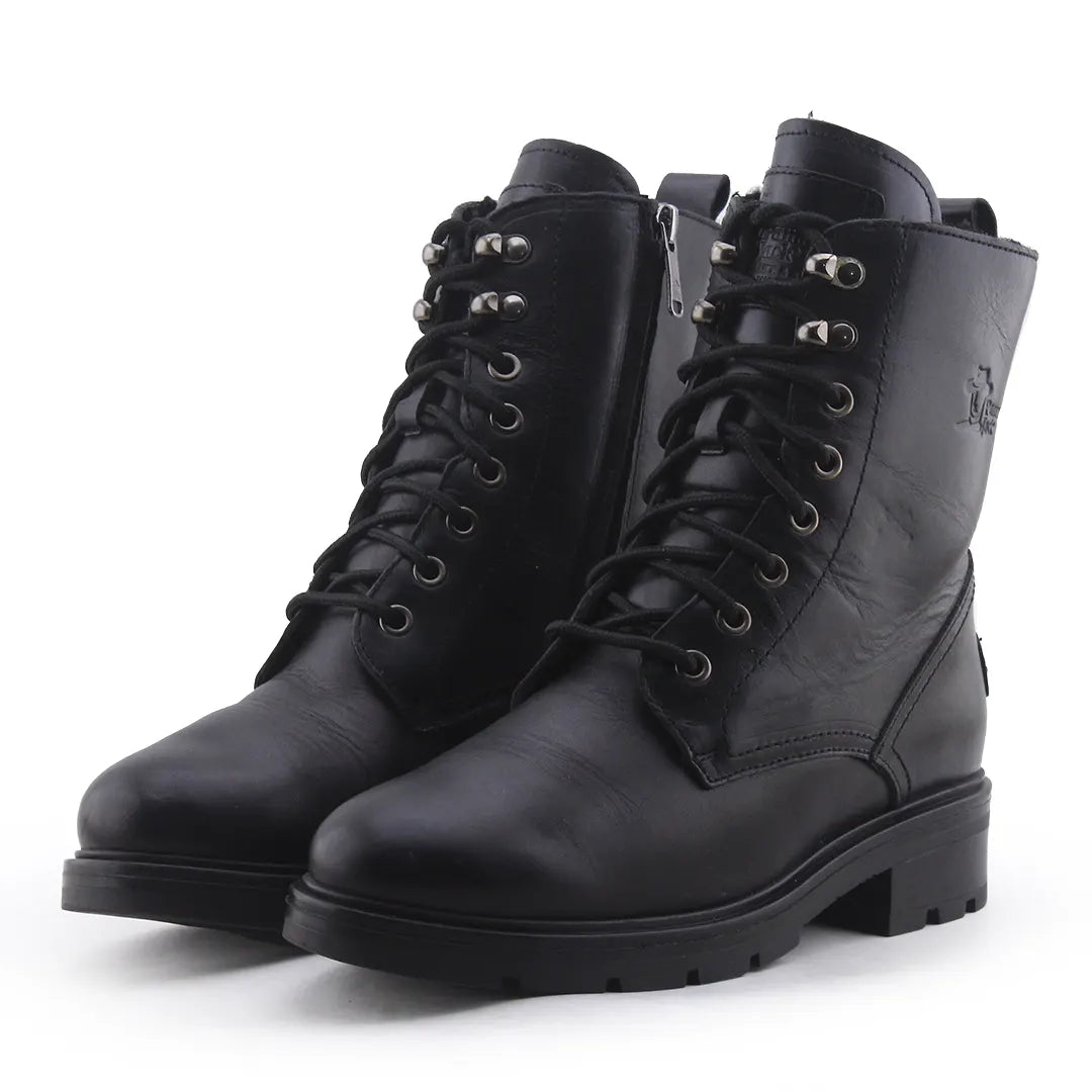 Natural Life Style Zipper Lace Up Ankle Boot | 100% Authentic Leather