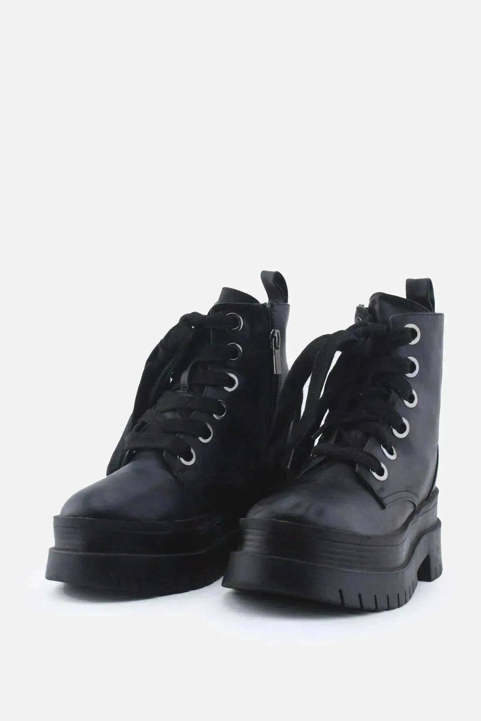 Bershka Zipper Laces Combat Boots | 100% Authentic Leather - sundaybazar