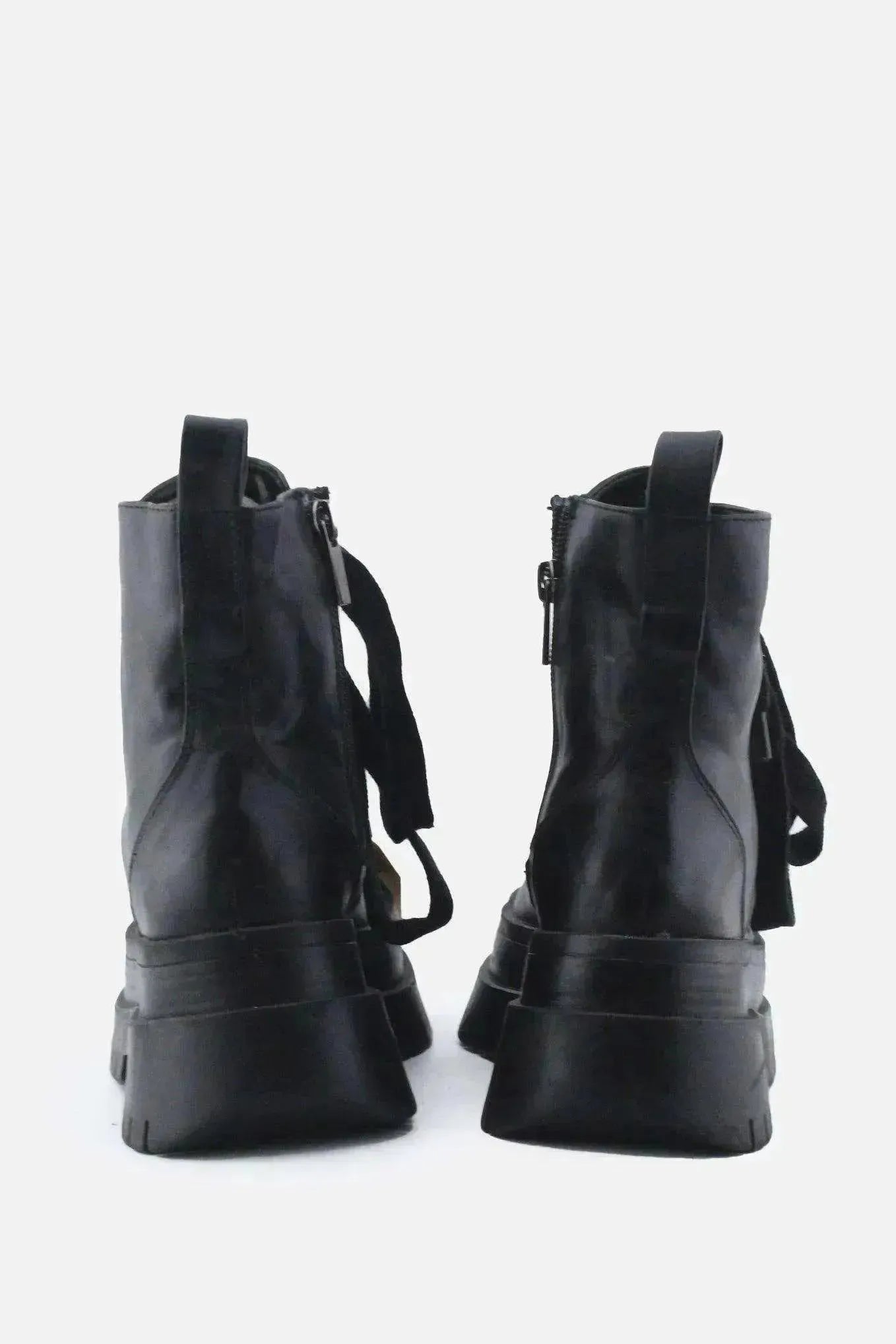 Bershka Zipper Laces Combat Boots | 100% Authentic Leather - sundaybazar