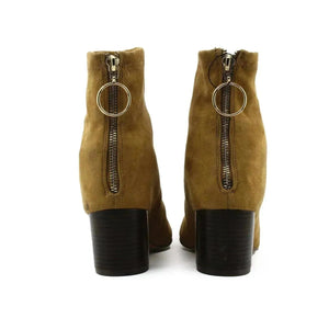 Lefties Zipper Block Heels Ankle Boots | Suede - sundaybazar