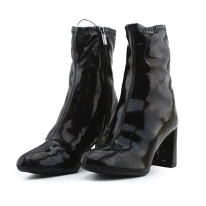Bershka Zipper Block Heels Ankle Boots | 100% Synthetic Leather - sundaybazar