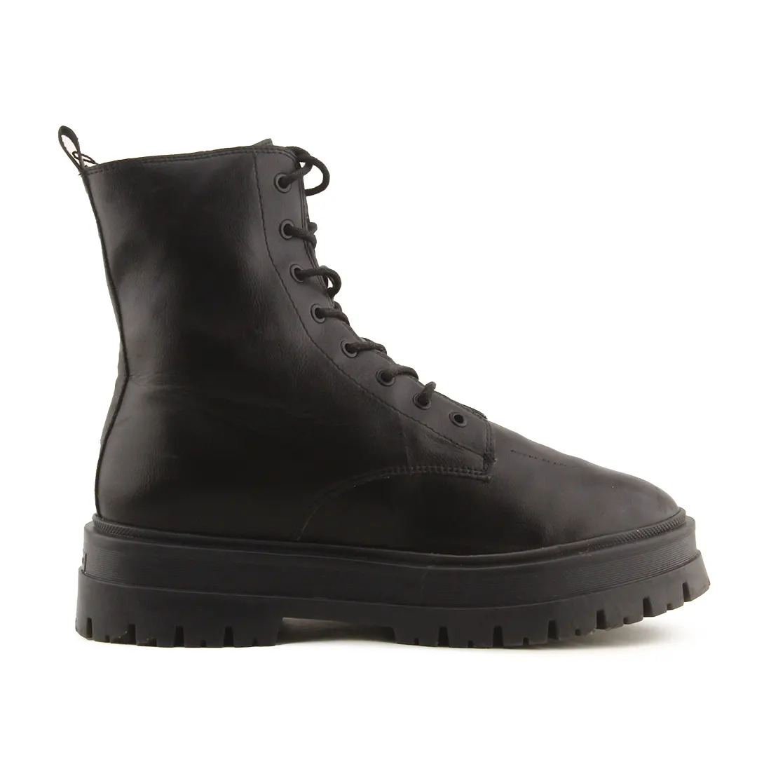 Stradivarius Zipper Lace Up Ankle Boots | 100% Authentic Leather
