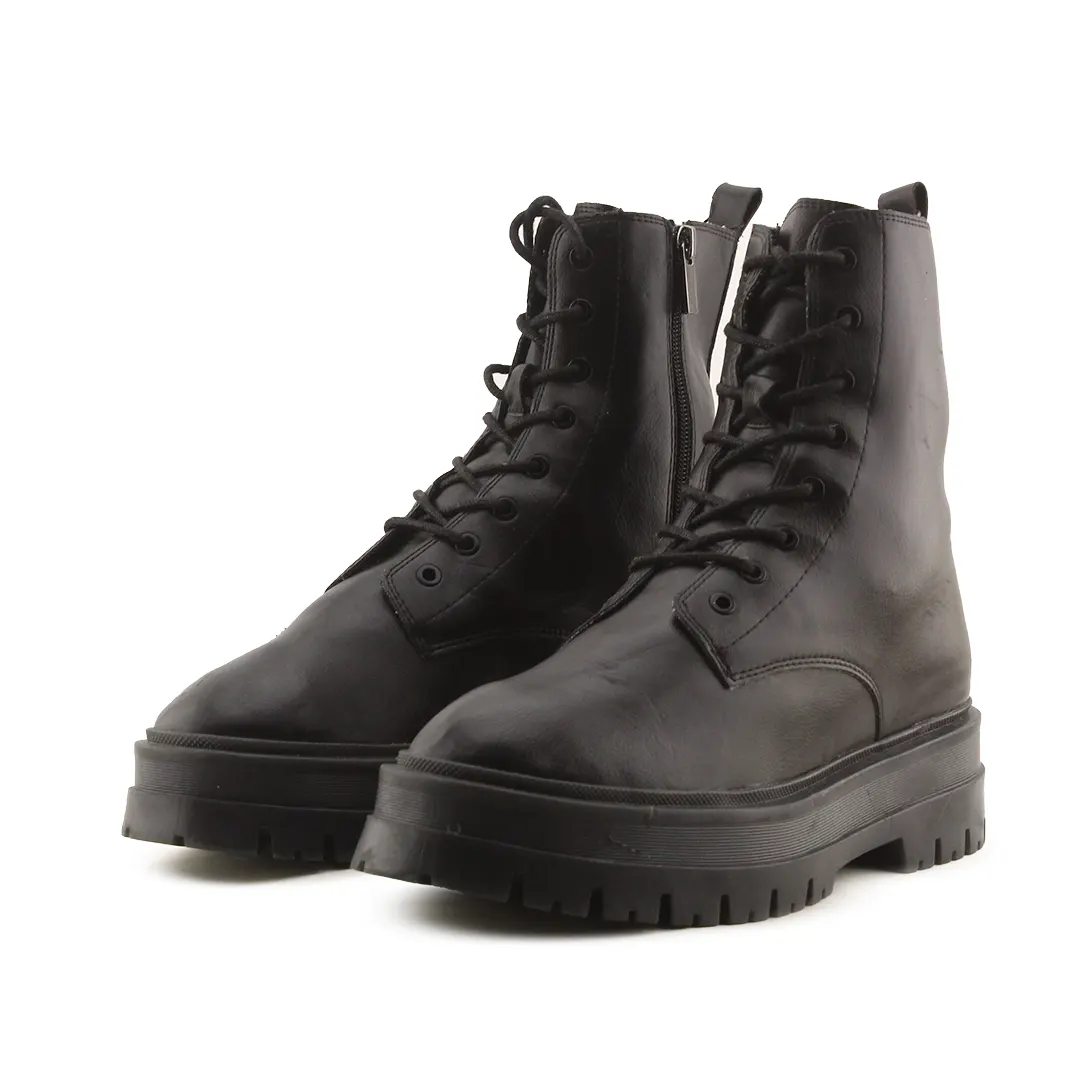 Stradivarius Zipper Lace Up Ankle Boots | 100% Authentic Leather