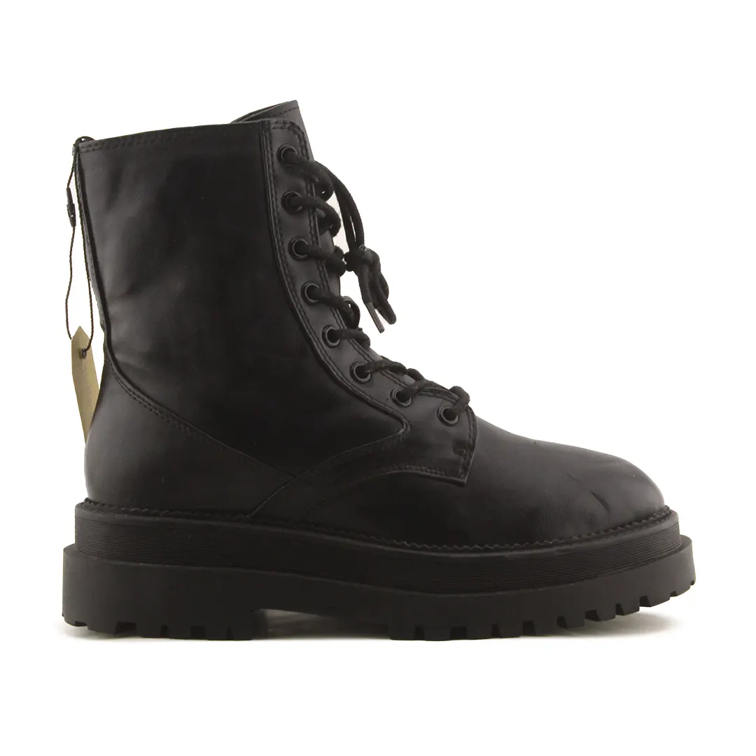 Stradivarius Zipper Lace Up Ankle Boots | 100% Authentic Leather