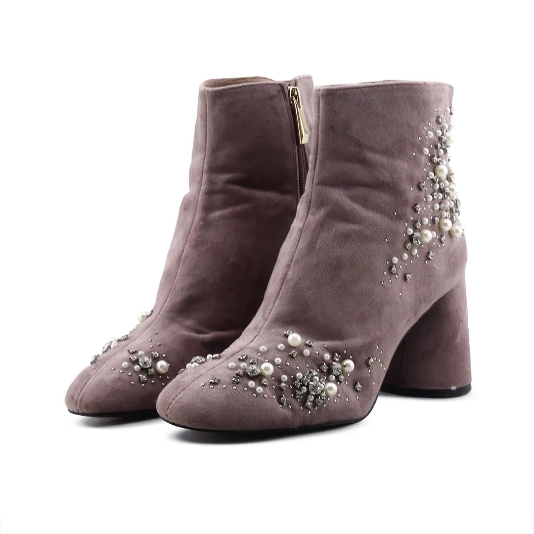 Zara Trafaluc Zipper Suede Ankle Boot