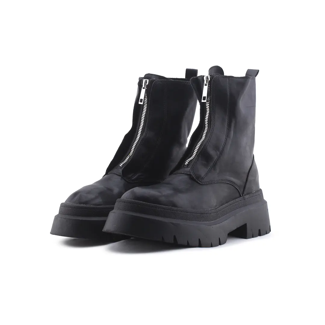 Pull & Bear Zipper Ankle Boot | 100% Authentic Leather