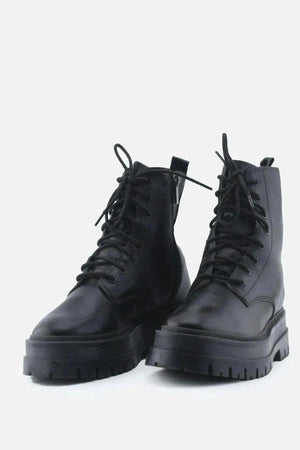 Stradivarius Zipper Laces Combat Boots | 100% Authentic Leather - sundaybazar
