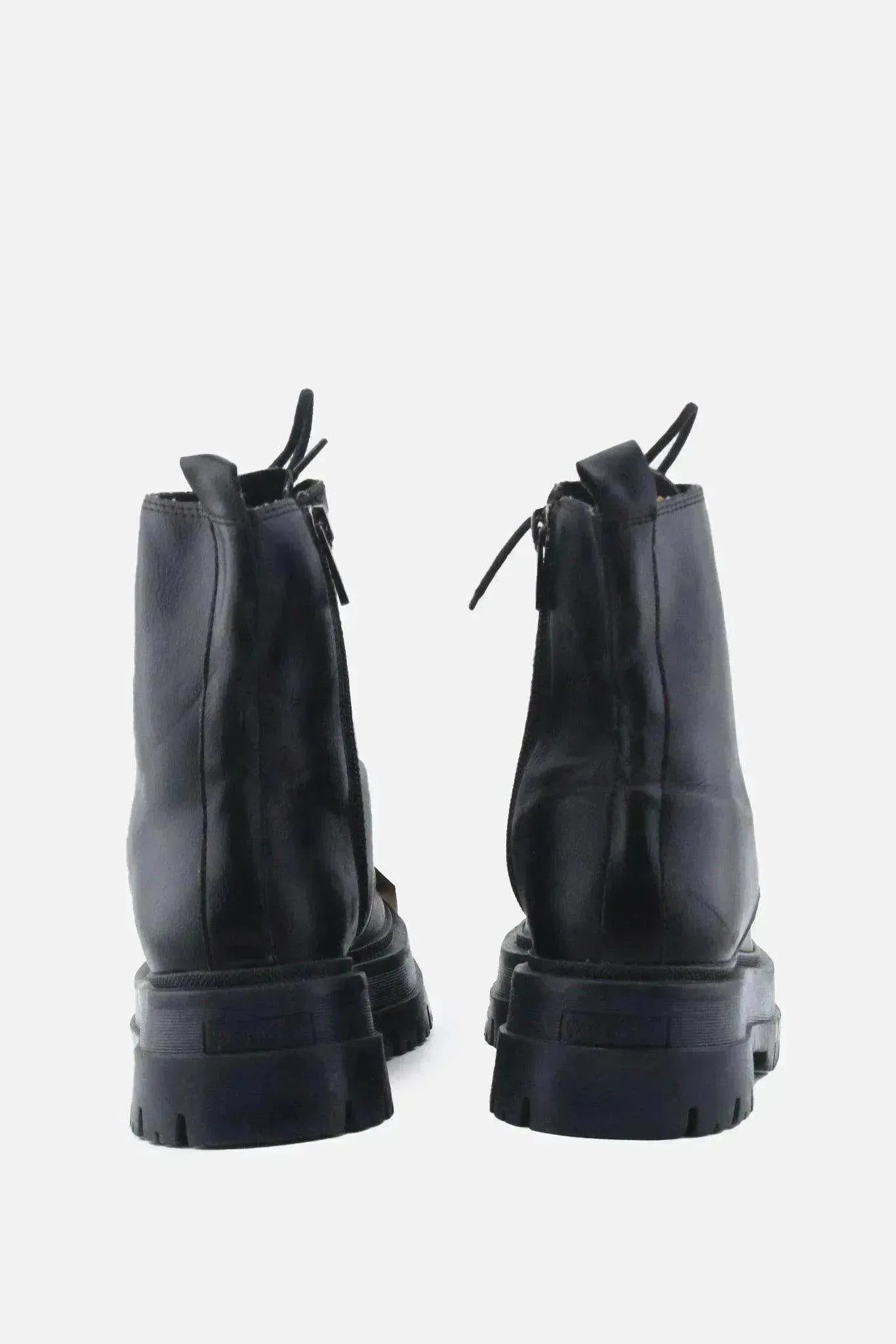 Stradivarius Zipper Laces Combat Boots | 100% Authentic Leather - sundaybazar