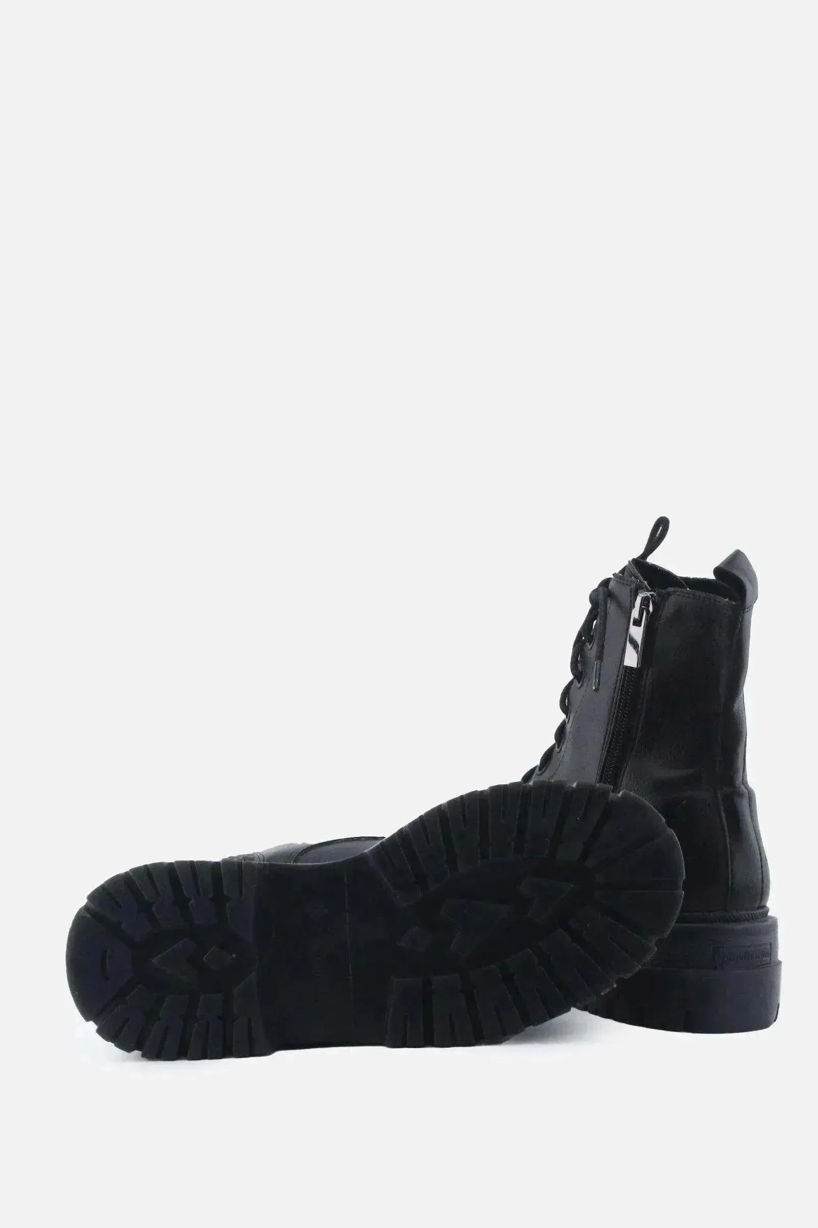 Stradivarius Zipper Laces Combat Boots | 100% Authentic Leather - sundaybazar