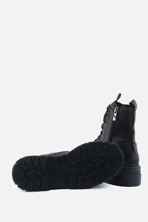 Stradivarius Zipper Laces Combat Boots | 100% Authentic Leather - sundaybazar