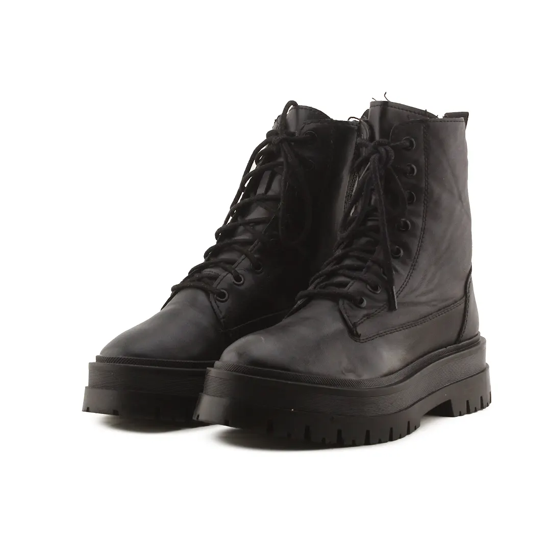 Stradivarius Zipper Lace Up Ankle Boots | 100% Authentic Leather