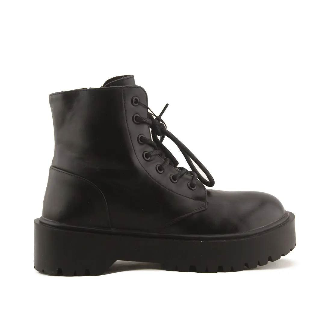 Pull & Bear Zipper Lace Up Ankle Boot | 100% Authentic Leather