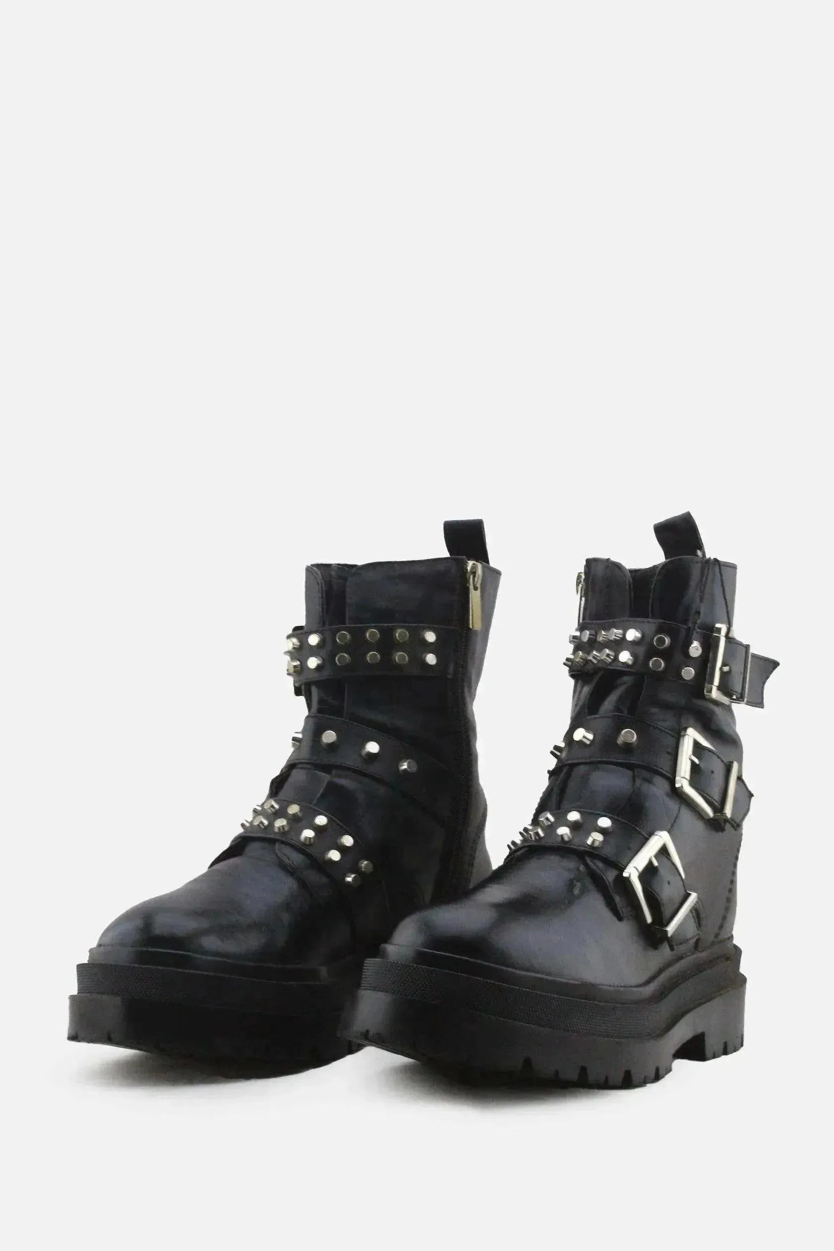 Stradivarius Zipper Buckle Straps Ankle Boots | 100% Authentic Leather - sundaybazar