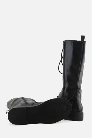 Zara Zipper Laces Combat Boots | 100% Authentic Leather - sundaybazar