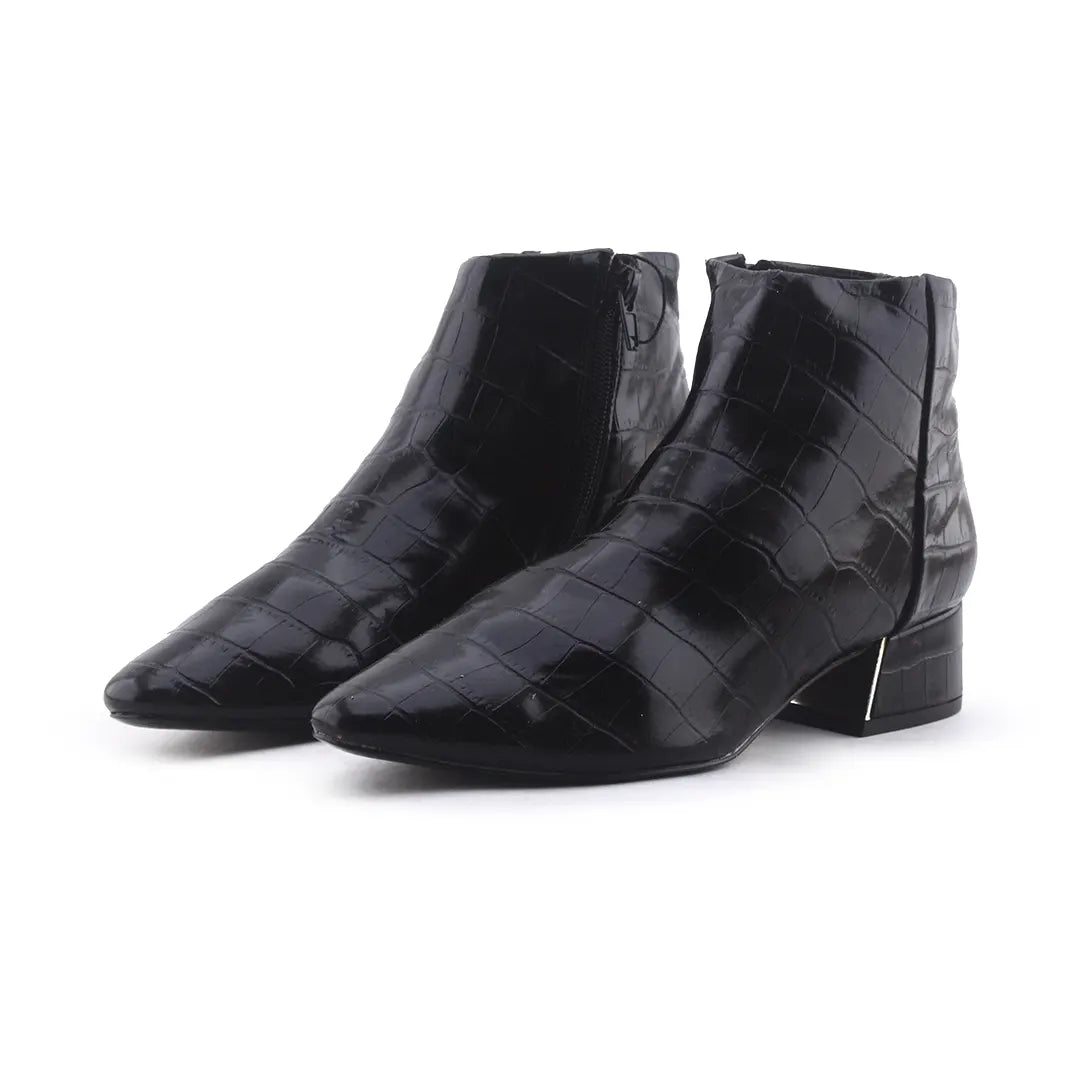 Mango Zipper Patent Ankle Boot