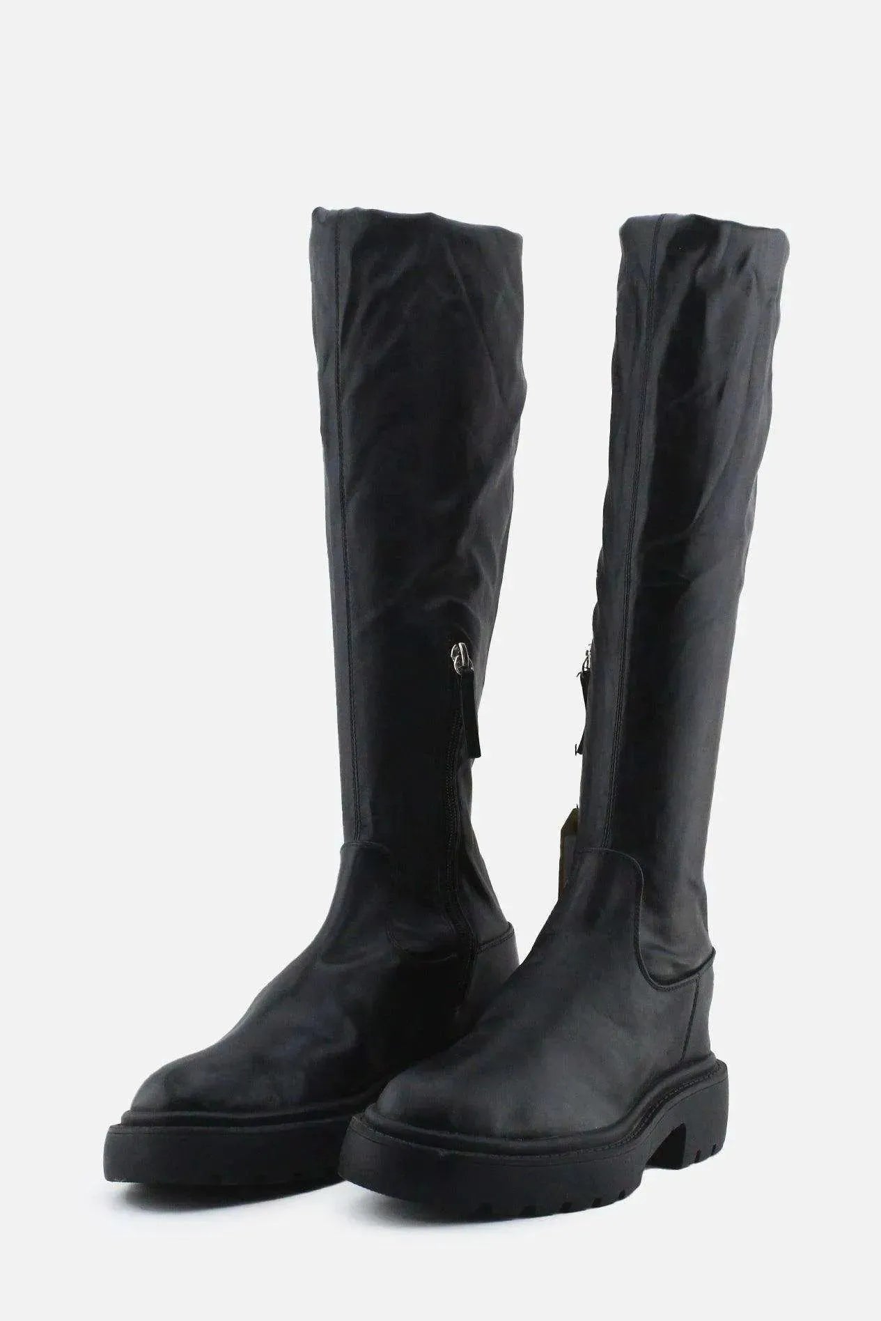 Zara Zipper Over The Knee High Boots | 100% Authentic Leather - sundaybazar