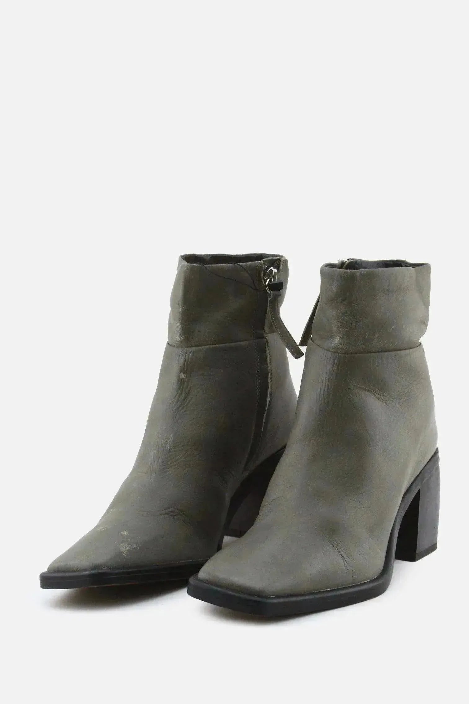Zara Zipper Block Ankle Boots | 100% Authentic Leather - sundaybazar