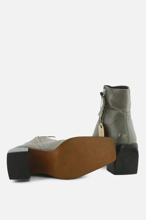 Zara Zipper Block Ankle Boots | 100% Authentic Leather - sundaybazar