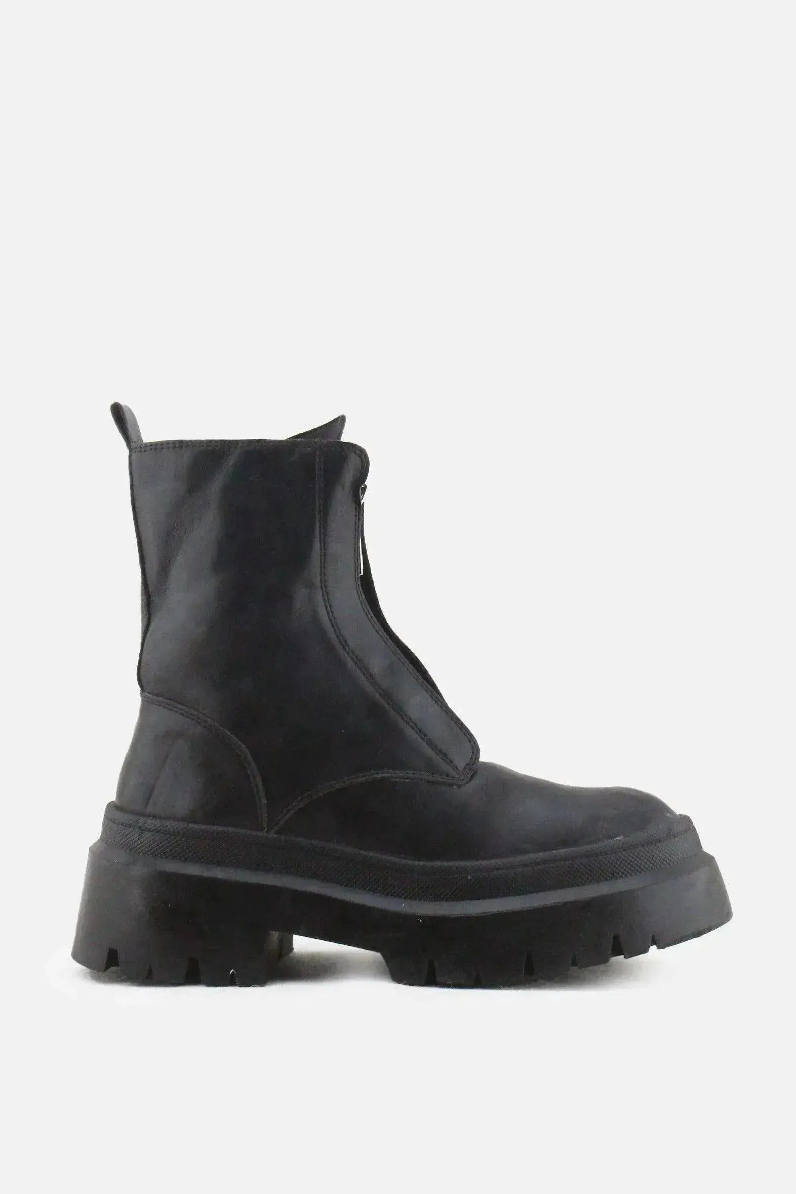 Pull & Bear Zipper Ankle Boots | 100% Authentic Leather - sundaybazar
