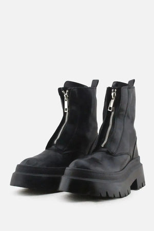 Pull & Bear Zipper Ankle Boots | 100% Authentic Leather - sundaybazar