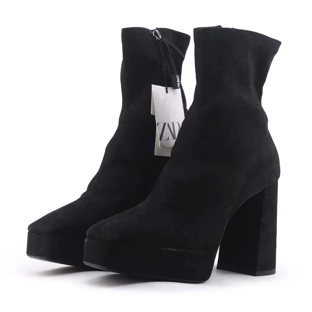 Zara Zipper Suede Ankle Boot