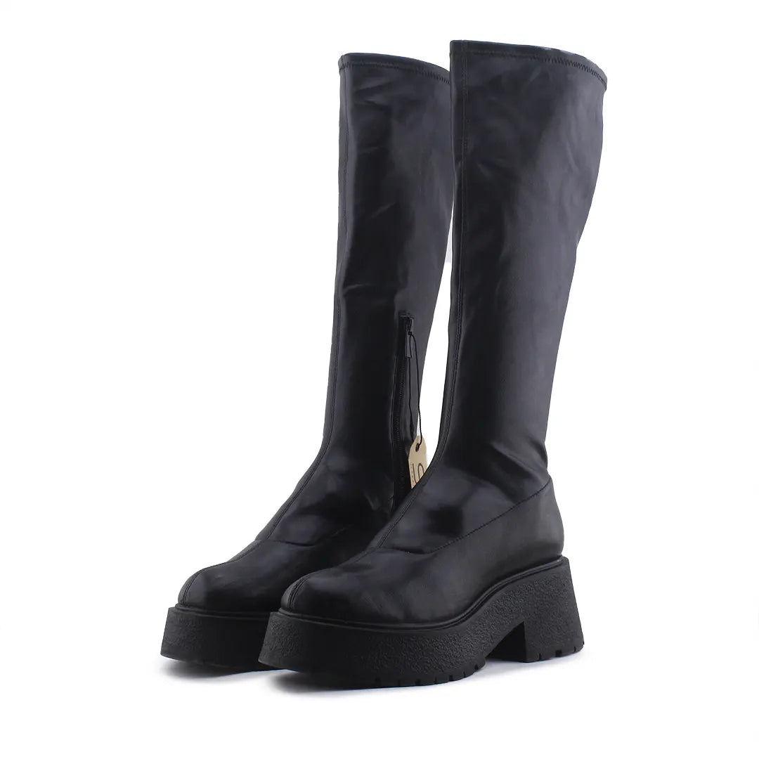 Stradivarius Zipper Knee High Boot | 100% Authentic Leather
