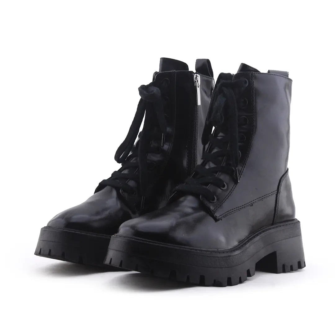 Pull & Bear Zipper Lace Up Ankle Boot | 100% Authentic Leather