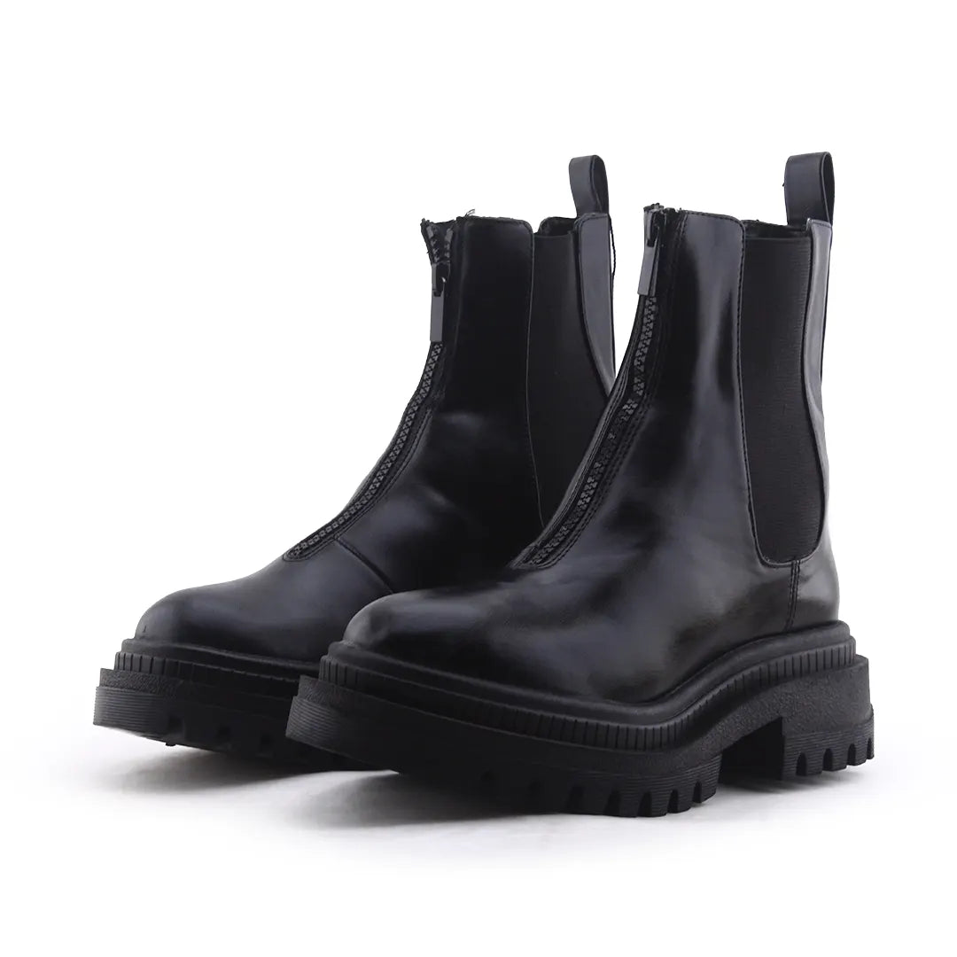 Bershka Zipper Stretchable Ankle Boot | 100% Authentic Leather