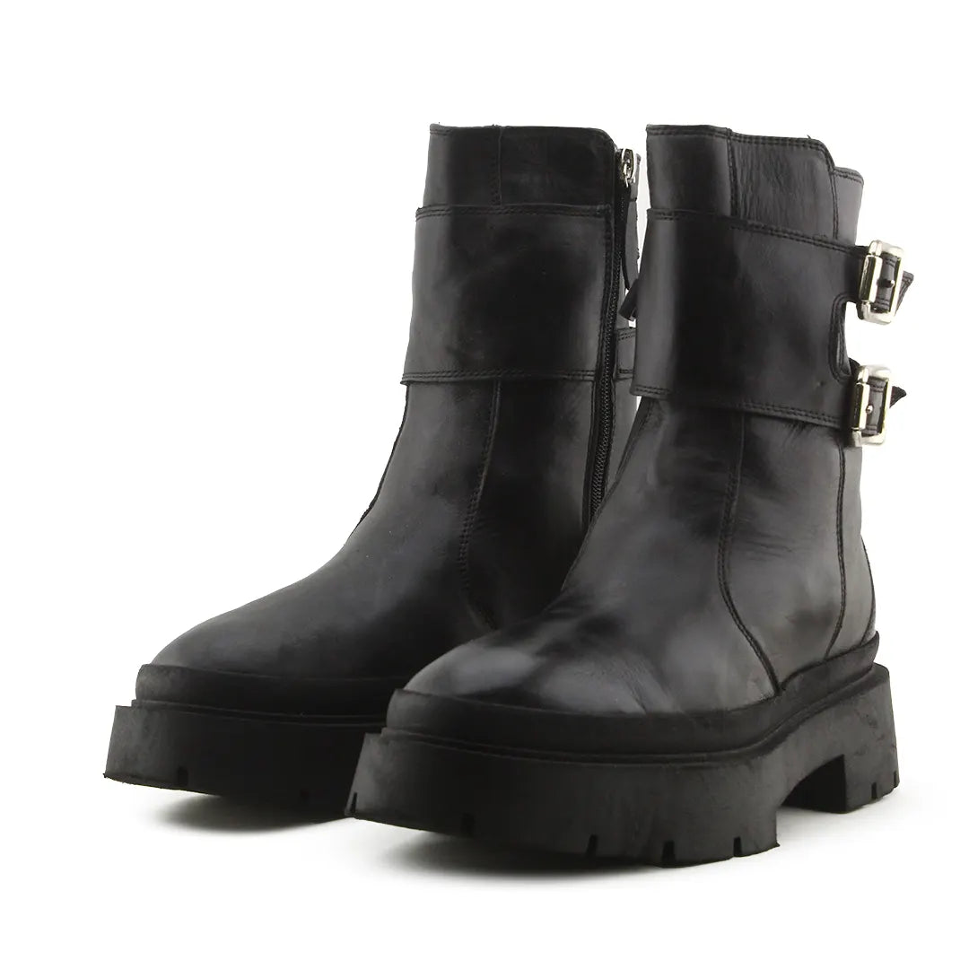 Zara Zipper Buckle Strap Ankle Boots | 100% Authentic Leather
