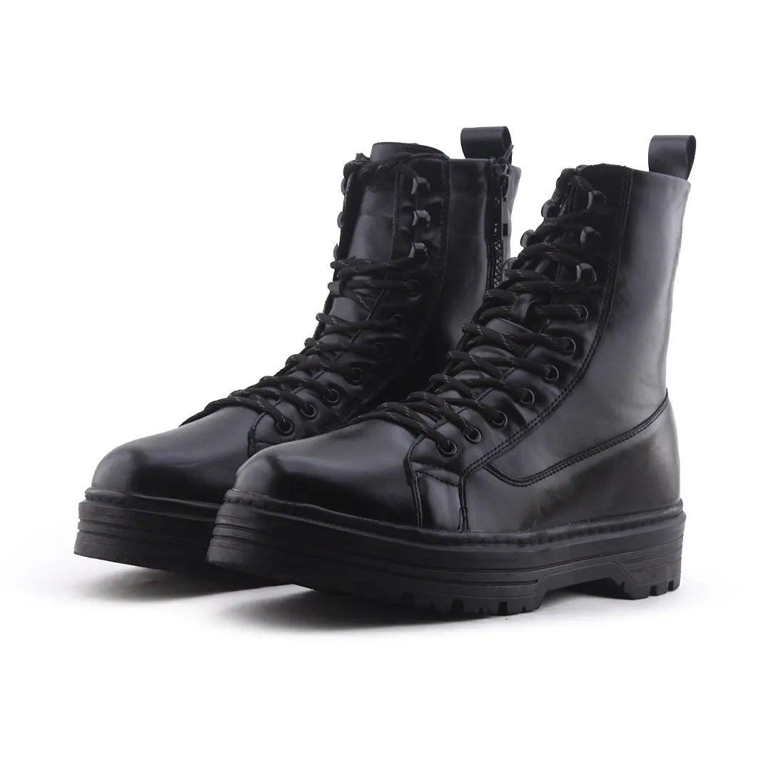 Bershka Zipper Lace Up Ankle Boot | 100% Authentic Leather