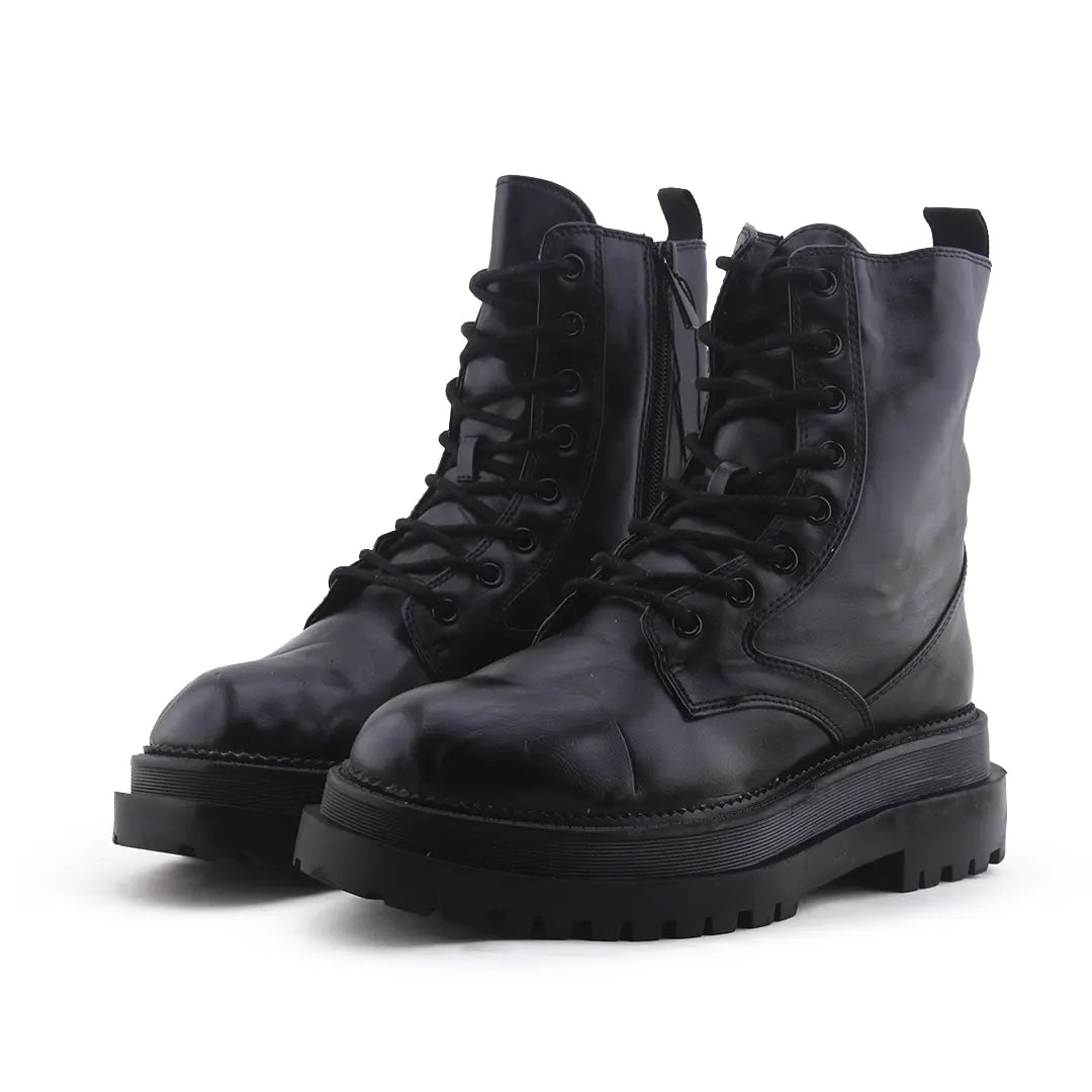 Stradivarius Zipper Lace Up Ankle Boot | 100% Authentic Leather