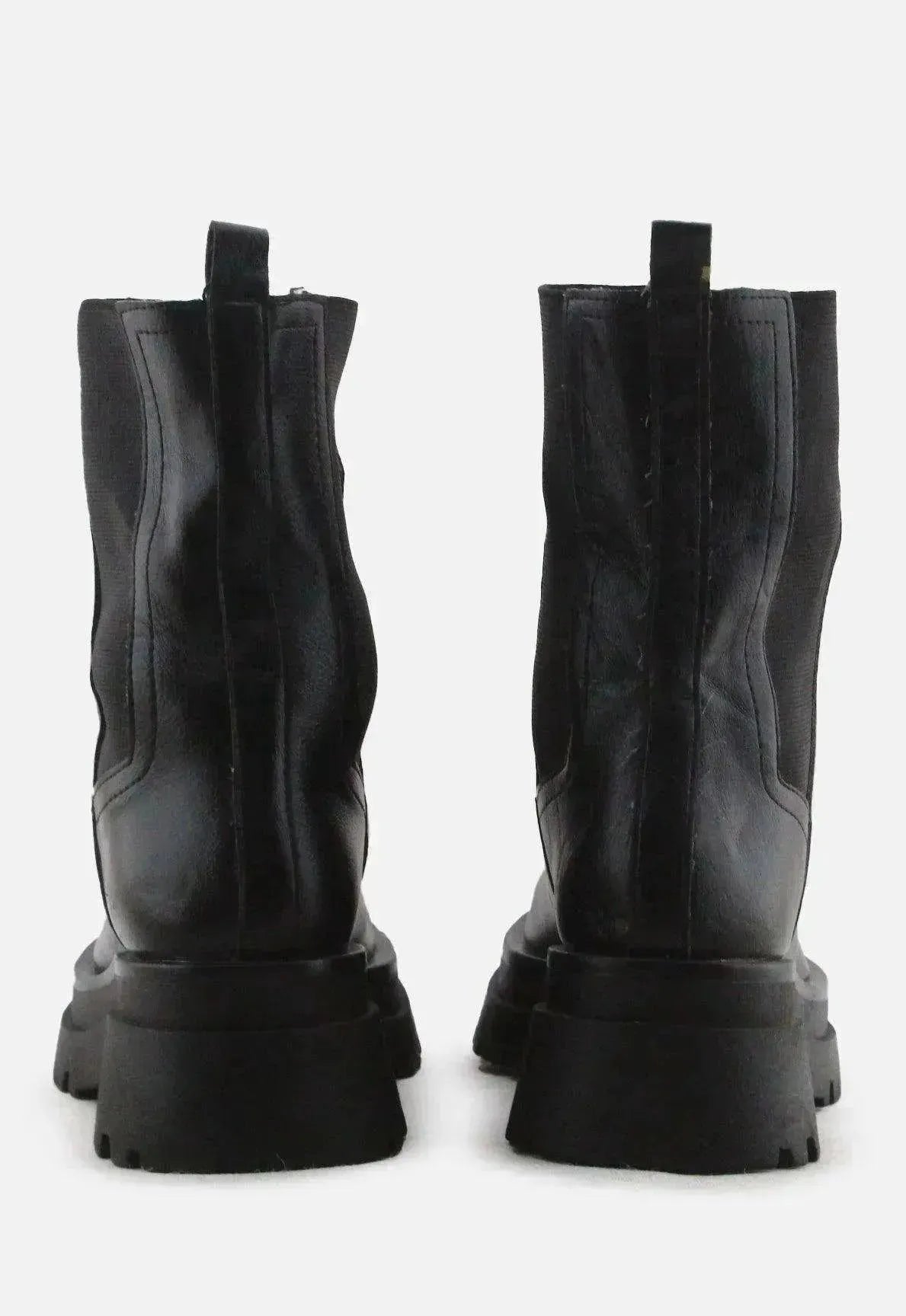 Stradivarius Stretchable Combat Ankle Boots | 100% Authentic Leather - sundaybazar