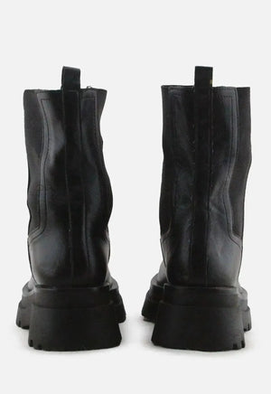 Stradivarius Stretchable Combat Ankle Boots | 100% Authentic Leather - sundaybazar