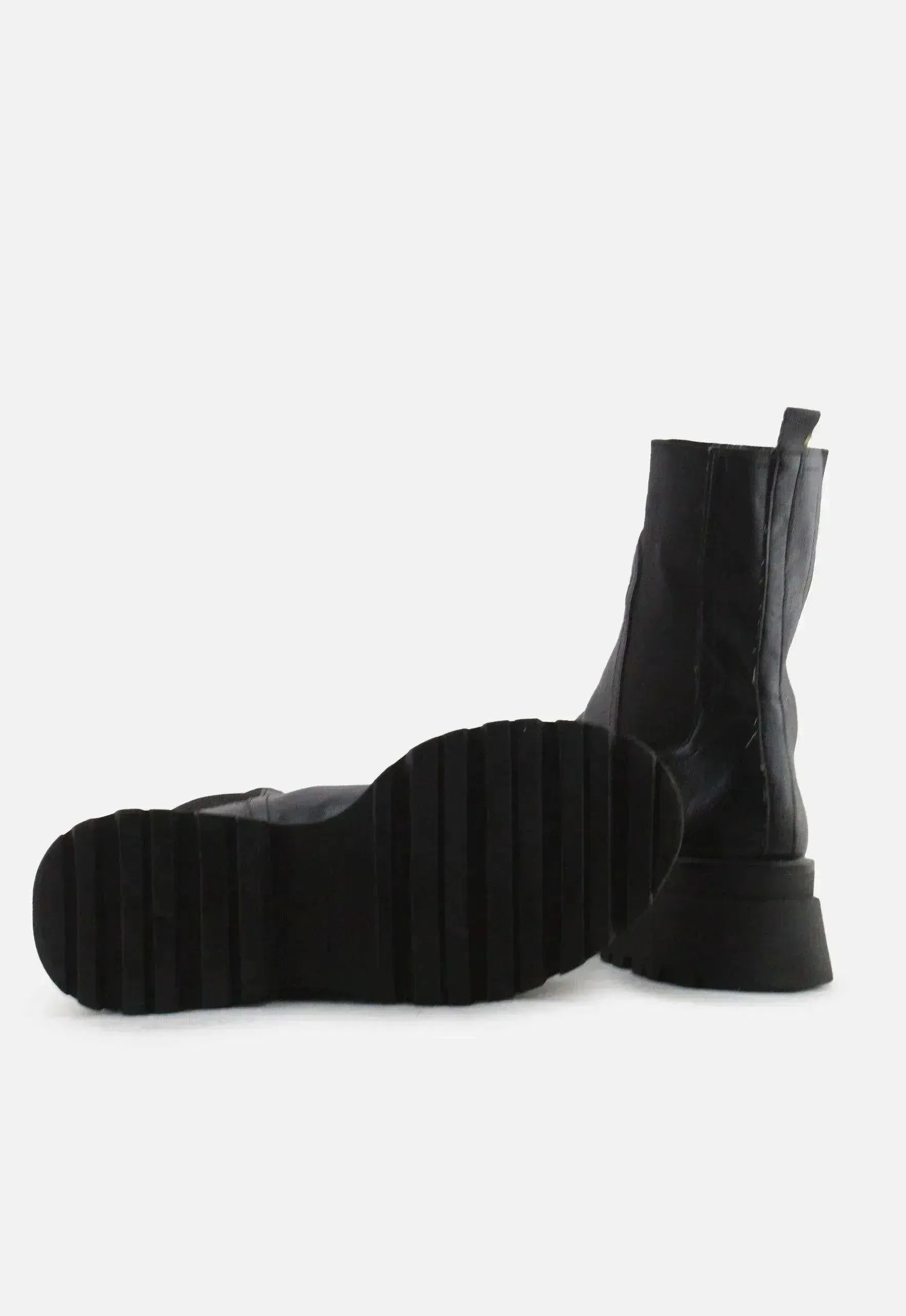 Stradivarius Stretchable Combat Ankle Boots | 100% Authentic Leather - sundaybazar