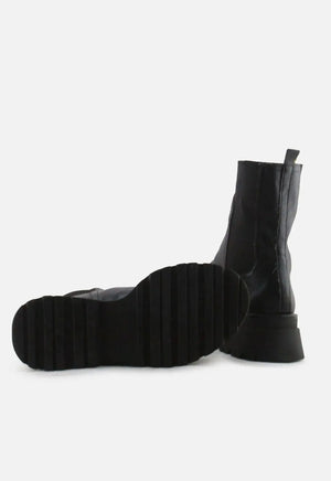 Stradivarius Stretchable Combat Ankle Boots | 100% Authentic Leather - sundaybazar