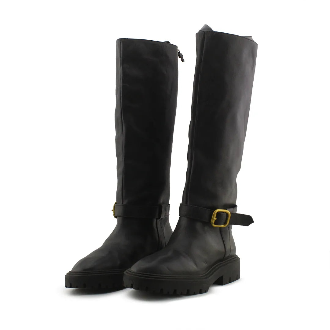 Zara Buckle Strap Knee High Boot | 100% Authentic Leather