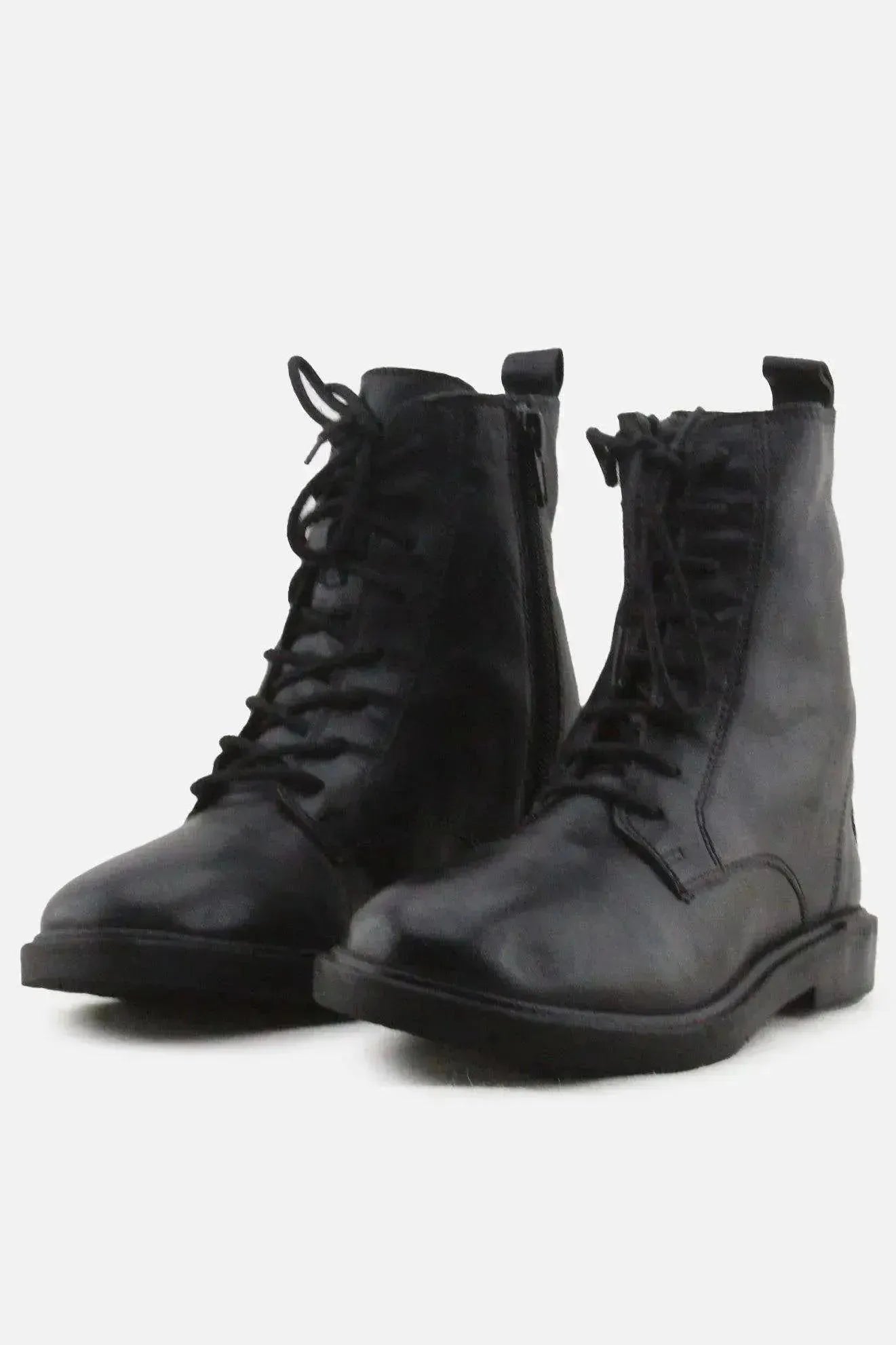 Zara Zipper Laces Combat Boots | 100% Authentic Leather - sundaybazar